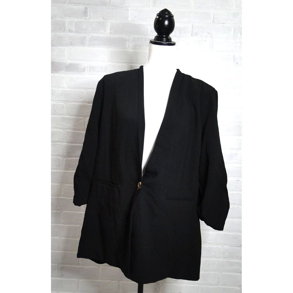 Torrid Studio Cupro Single Button Blazer Womens Size 3X Black 3/4 Sleeve Pockets - Picture 1 of 6